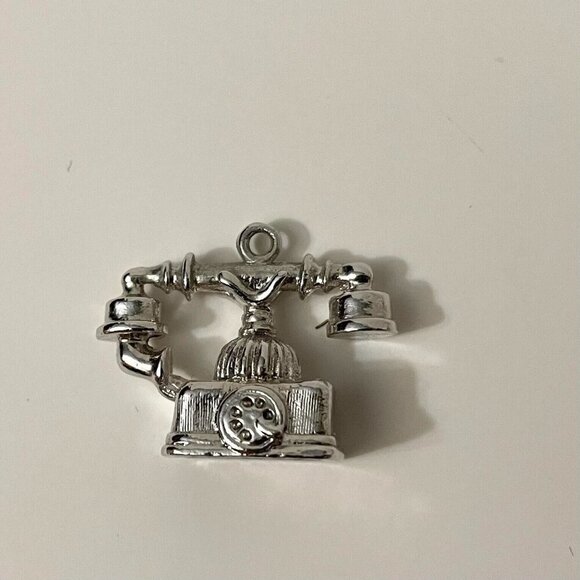 Vintage Avon Telephone Pendant Charm Metal Small No Loop - Picture 9 of 13